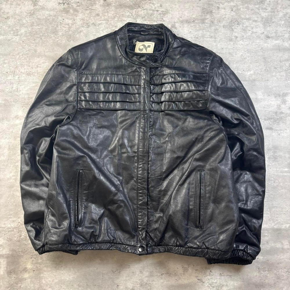 Neusteters Leather Bomber Jacket Women 13/14 Black Vintage 90s Pleated